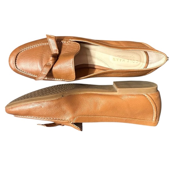 COLE HAAN women’s tan Caddie Bow slip on Leather Loafer flats size 9.5B - Picture 15 of 16
